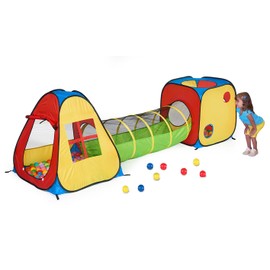 UTEX 3 in 1 Pop Up Play Tent with Tunnel, Ball Pit for Kids, Boys, Girls, Babies and Toddlers, Indoor/Outdoor Playhouse