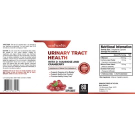 Urinary Health Support D-Mannose Capsules with Cranberry Extra Strength Support 1350mg Function and Bladder Support|Urinary Tract Supplements