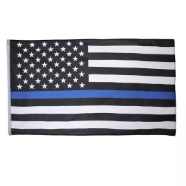 RFCO Thin Blue Line American Flag - 3 by 5 Foot Flag with Grommets New