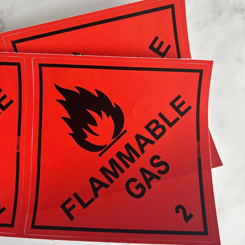 Pack of 2 HazChem Flammable Gas 2 100mm red HSE