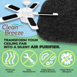 CLEAN BREEZE Ceiling Fan-Mounted Air Filters – Improve Air Circulation, Easy-Stick Universal Ceiling Fan Blade Filters for Cleaner Air - 3-Count Pack.