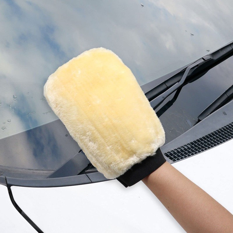 BENLIUDH Natural Wool Car Wash Mitt, Car Wash Mitt Scratch