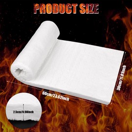 23.6"x11.8"x1" Thick Ceramic Fiber Insulation Blanket, Baffle Rated to 2600F Fireproof Insulated Blanket Roll Fire Resistant Insulation Material for Fireplace Wood Stove Forge Chimney Kiln
