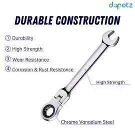 Dapetz ® Ratchet Spanner Flexible Head Metric Wrench 13mm Chrome Vanadium Steel Combination Spanner for DIY Hand Tools Car Bicycle Repair Home Workshop
