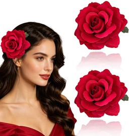 Red Rose Flower Hair Claw Clip Hair Pins Set Vintage Red Rose Hair Clips for Women Bridal Wedding Party Daily Hair Accessories for Thick Thin Hair