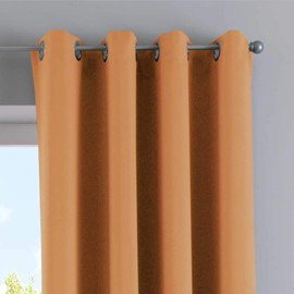 Gardinenbox NewYork Opaque Curtain Orange H x W 245 x 295 cm Pack of 1 Thermal Blackout Curtain Blackout Eyelet Sound-Absorbing Oeko-Tex UV Protection Tieback 201920600