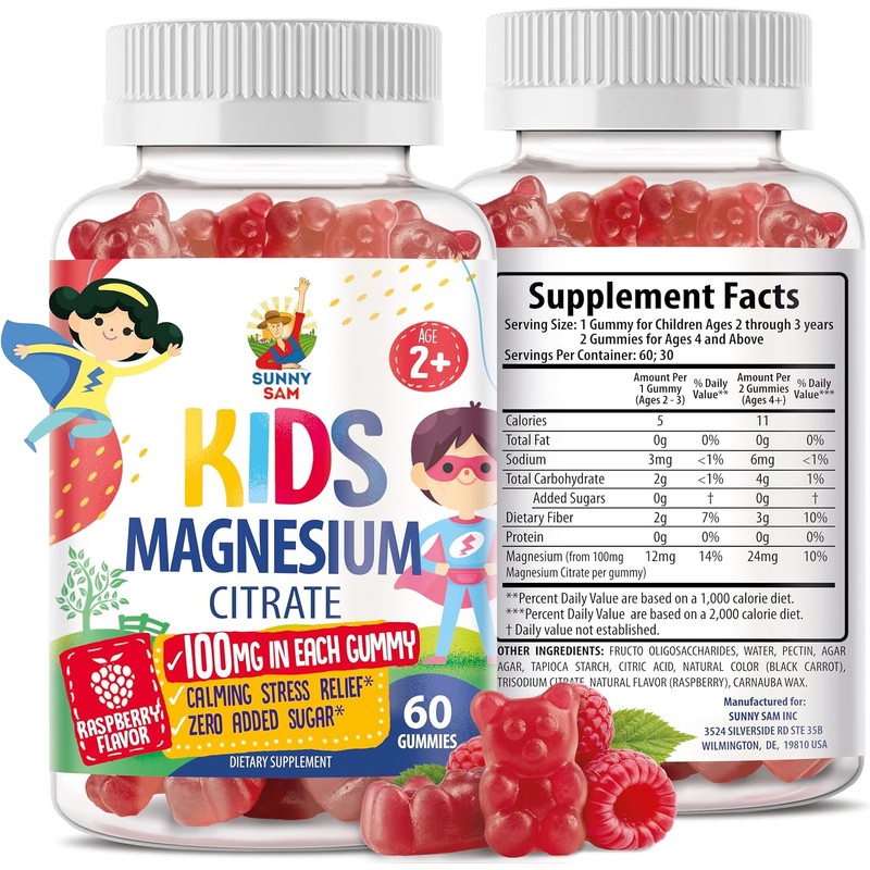 SUNNY SAM- Gomitas de Magnesio para Niños y Adultos 100mg