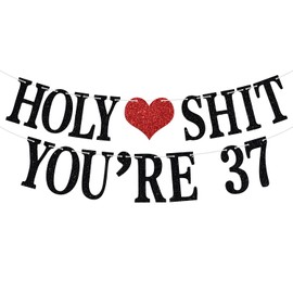 Holy You're 37 Banner - Funny Happy 37th Birthday Bunting Sign, Cheers to 37 Years, 37 Years Old Birthday/Anniversary Party Decorations Supplies for Men Women