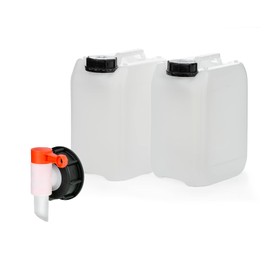 Octopus 2 x 5 Litre Empty Canister with Tap 51 mm Thread, Water Container, HDPE, UN Approval, Food-Safe
