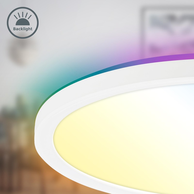 B.K.Licht - LED Ceiling Light Flat with Remote Control, RGBIC