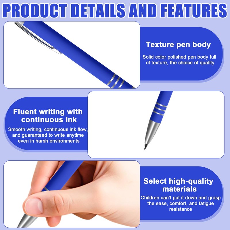 Ballpoint Pens with Touch Pen, 4 Colours, 2-in-1 Ballpoint Pen,