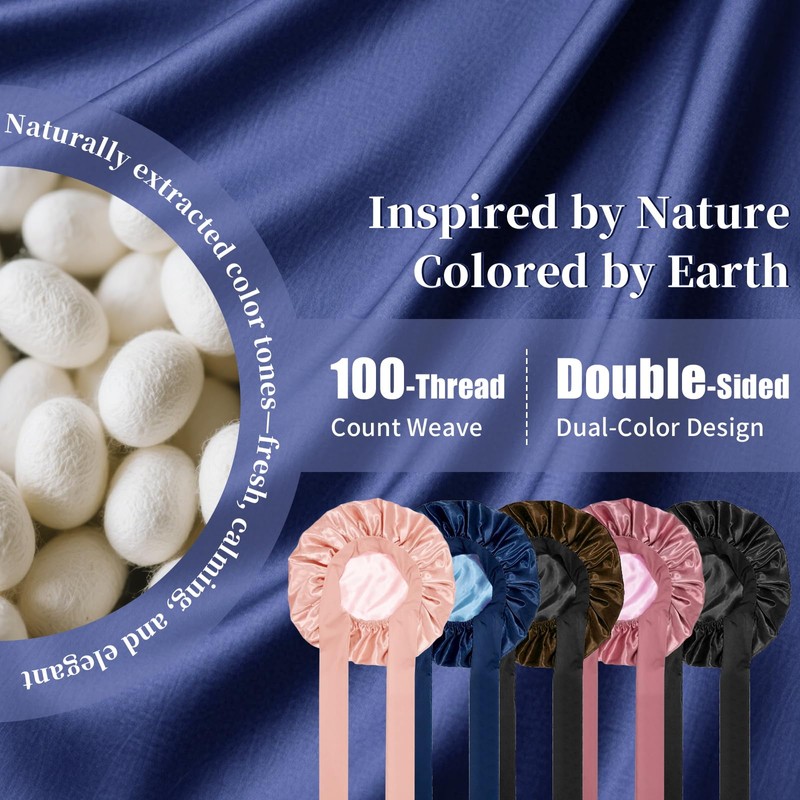 Novvia Bows Silk Sleeping Hat (Blue)