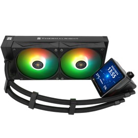 Thermalright Grand Vision 240 ARGB Black AIO CPU Liquid Cooler,IPS LCD Screen with 480x480 Resolution,for AM5/ LGA1851/1700,‘3.4 inch’Magnet-Absorbent LCD Screen for Images,Black CPU Water Cooler