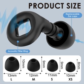 4 Größen Ohrstöpsel zum Schlafen, Ohrstöpsel mit Geräuschunterdrückung, Stumme Ohrstöpsel für Gehörschutz, Wiederverwendbarer Gehörschutz, Ideal zum Schlafen&Party,Unisex,Schwarz