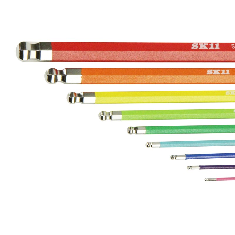 SK11 SLBW09EL-RB Rainbow Ballpoint Hex Wrench Set, 9 Piece Set