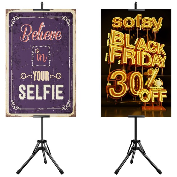WHAUU 2Pack Double-Sided Sign Holder,Advertising Display Tripod Poster Stand,Adjustable Pedestal