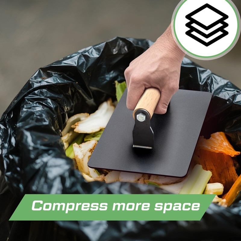 Blulu Hand-held Manual Trash Compactor Metal Bin Garbage Compactor for