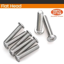 M4 x 8mm 50 Pcs Flat Round Head Hex Socket Cap Screws, 304 Stainless Steel Bolts, Fully Threaded, Bright Finish, Includes Hex Wrench, Furniture, DIY, 3D Printing
