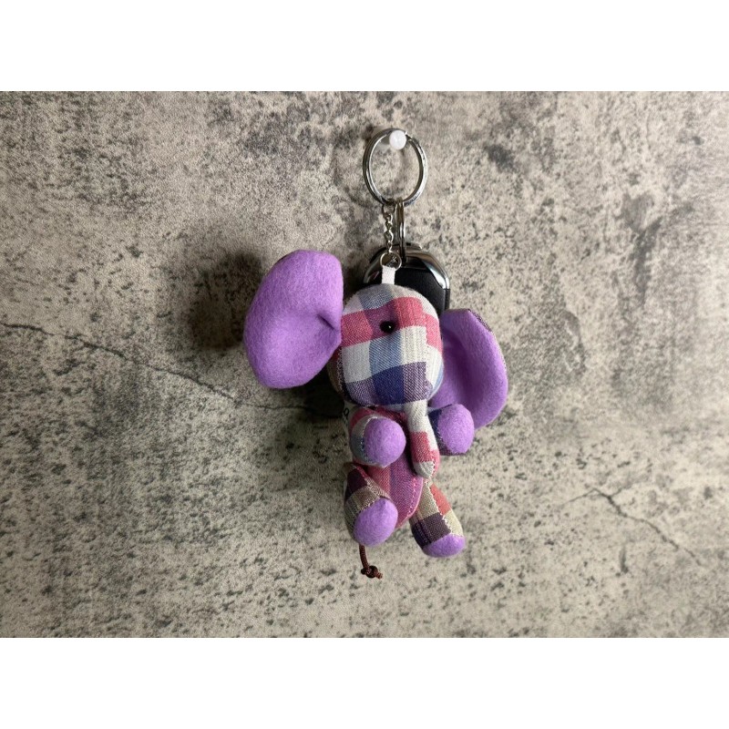 Elephant WANAR'S HANDCRAFTED FLANNEL ANIMAL DOLL KEYCHAIN - ELEPHANT