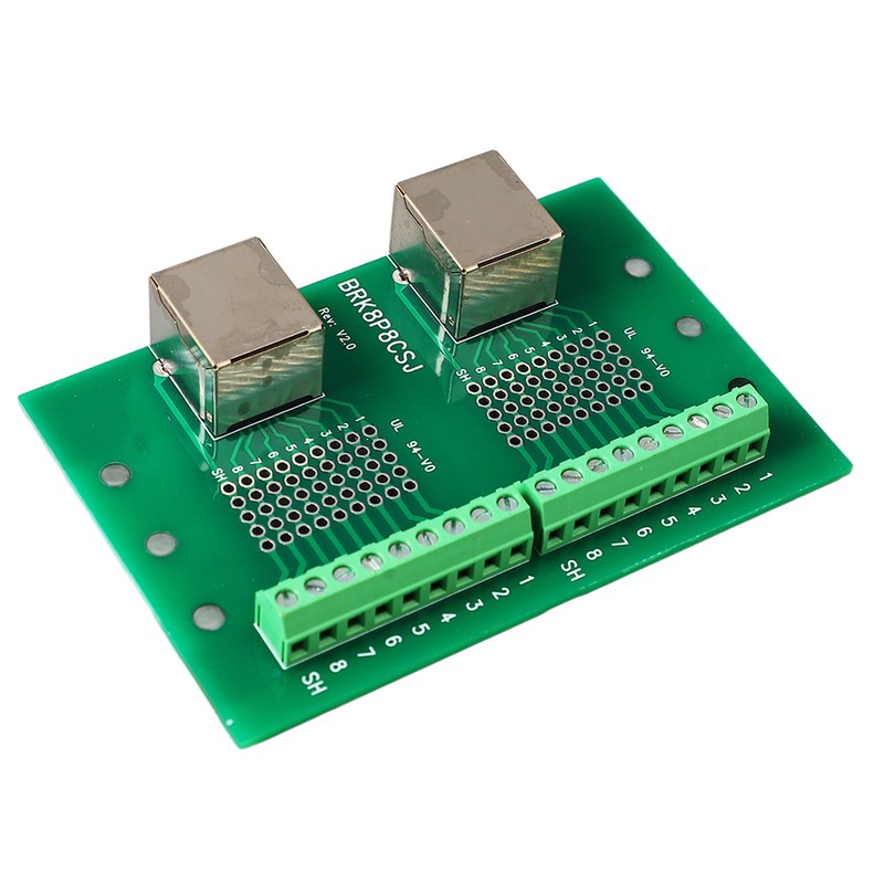 RJ45 Ethernet Connector Breakout Board Dual Network Port Input Screw