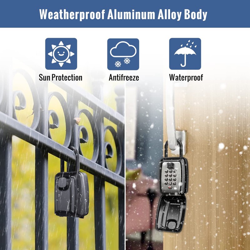 HUANLANG Key Lock Box for Outside, 12-Digit Combination Lock Box