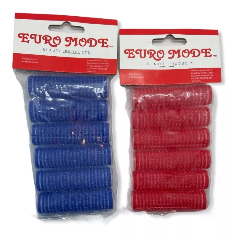 EUROMODE 48 Tubos Cabello Autoadheribles Plastico Rodillo 13,15,17 Mm