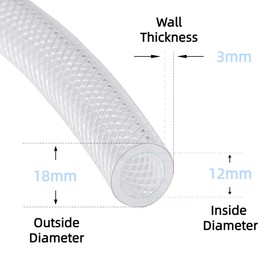 Meksular Clear Braided PVC Hose 12mm ID (1/2), 5 Metres, Reinforced Heavy Duty Tubing for High Pressure Usages, Flexible for Water Gas Oil Tube, Food Grade