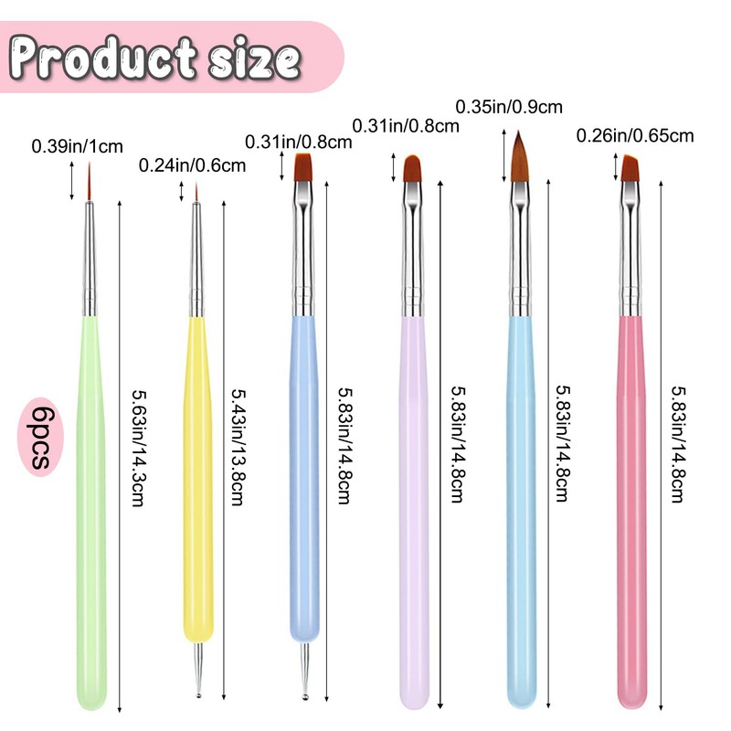 6PCS Acrylic Nail Brush Set – Professional Nail Art Brushes