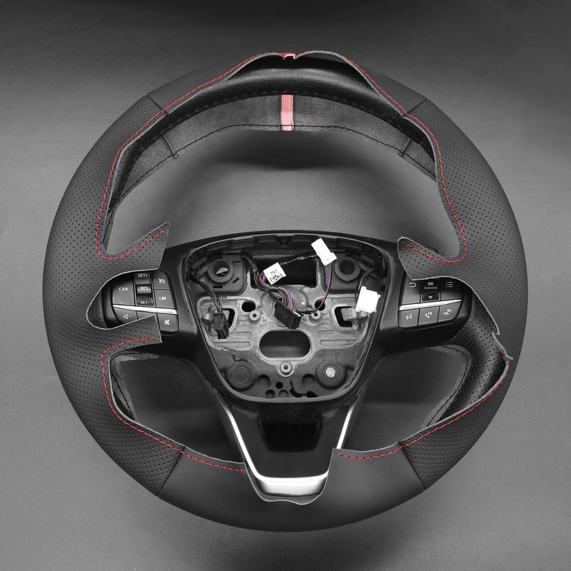 MEWANT DIY Black Faux Leather Steering Wheel Cover for Ford