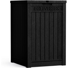 GM5SMART 55 Gallon Lockable Deck Box - Waterproof Outdoor Storage Bench for Patio Furniture, Weatherproof Storage Box, Garden & Pool Accessories Organizer with UV Protection, Patio Furniture, Black