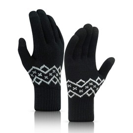 TRENDOUX Winter Gloves Men, Running Touchscreen Winter Glove Womens Thickened Stretchy Material Warm Lining Windproof for Snow Riding Walking Typing Liners for Cold Weather - Pure Black - M