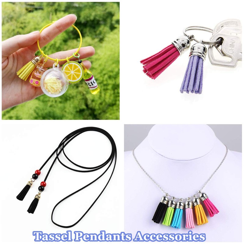 MSCFTFB 100 Pieces 1.5inch Mini Tassels Faux Suede Mala Tassel