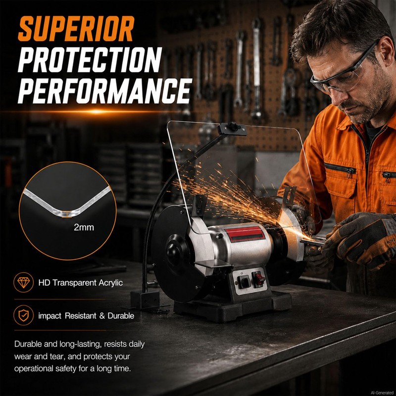 Adjustable Bench Grinder Shield, High Definition Clear Acrylic Grinder face