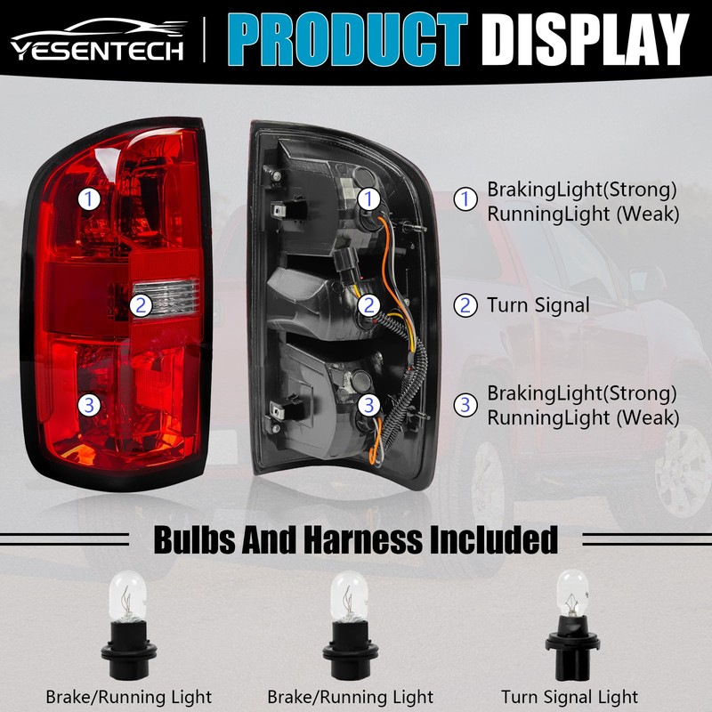 YESENTECH Tail Light Assembly Fits for Chevy Colorado 15-22, Halogen
