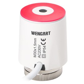 Wengart Thermoelectric Actuator WG2208,On/Off Status Visible,Work for Underfloor Heating (Normally Closed-230V-Red Head)