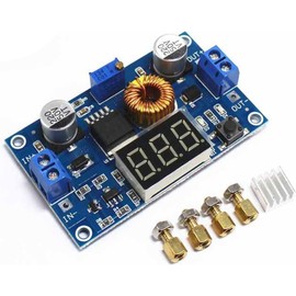 XL4015 Adjustable 5A 75W DC-DC Step Down Regulated Power Module with LED Voltmeter Digital Display Free Pillars (1 Pack)