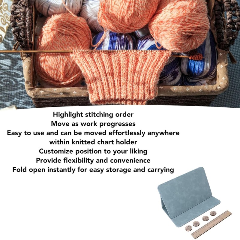 Knitting Chart Holder with Magnet Ruler - Foldable Knitting Tool