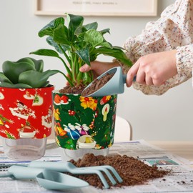 DEVSYWAX Print Flowerpots Round Plant Pots - 2 Pack Outdoor Garden Planter Plastic Indoor Modern Decorative Succulent Houseplant Pot with Drainage Christmas Day 4FP-CMRG