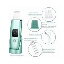 Limpiador Facial Skin Scrubber Peeling Ultrasónico Portátil Verde