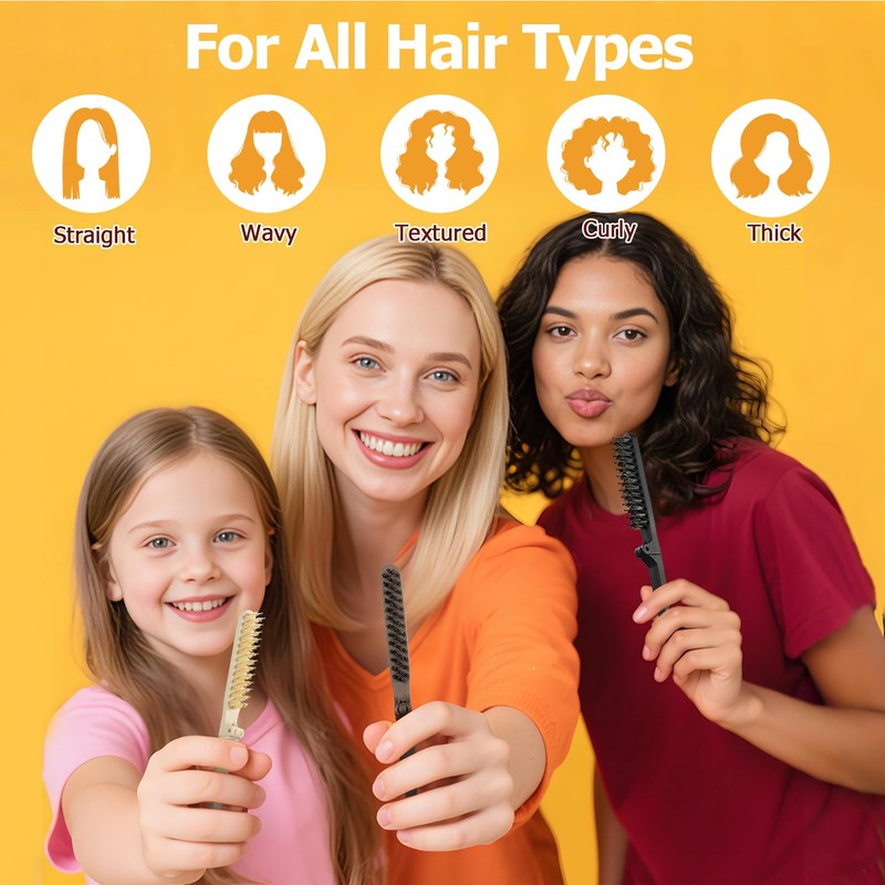 Teasing Brush for Fine Hair, Boar Bristle Styling Brush with