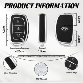 TOOMUME Car Key Cover, TPU Case for Hyundai Santa Fe, Tucson, Elantra, Accent, Sonata, Ioniq i10, i20, i25, i30, i40, ix25, ix45, ix55 - Protective Key Fob Cover