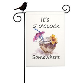 Mugod It's 5 o'clock Somewhere Burlap Garden Flag 12.5X18 Double Sided, Summer Juice Drinks Small Banner Flags for Yard Decor Lawn Outdoor Beach