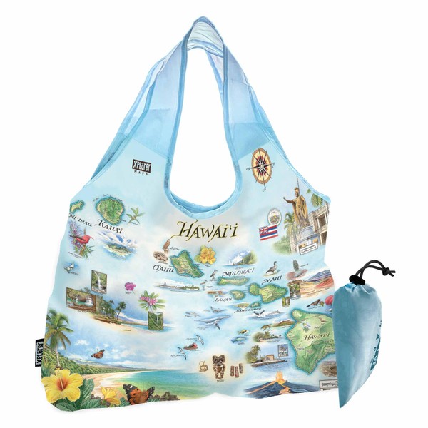 Xplorer Maps Hawai'i State Map Pouch Tote with Handles –