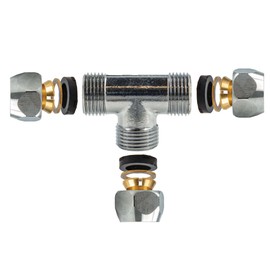 tecuro Crimp Fitting Tee for Diameter 10 mm Copper Pipe Chrome-Plated Brass