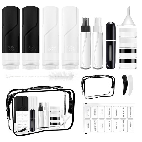 JEMUON Set de 17 Kit de Viaje, 4 Botellas de