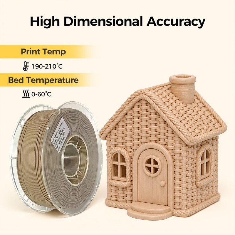 Silk Wood PLA Filament 1.75mm 3D Printer Filament 1kg (2.2lbs)