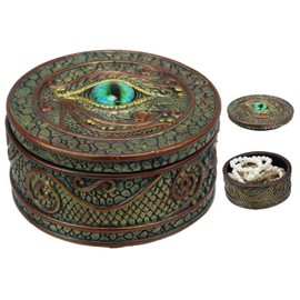 Ebros Gift Eye Of The Dragon And Scales Decorative Round Trinket Jewelry Box Figurine 4"Wide Medieval Renaissance Winged Alchemy Magic Fantasy Sauron Dungeons Dragons Decorative Statue