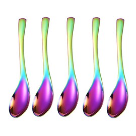Stainless Steel Spoon, Soup Spoon,Mirror Finish Spoons,Kitchen Serving Spoons,Dessert Spoon,Coffee spoon，Ice Cream Spoons (5, Symphony)