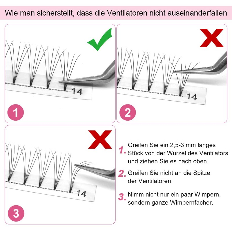 Fan Eyelash Extensions, 5D-C-0.10-9, Short, Ready-Made Volume Eyelashes, 0.10 C