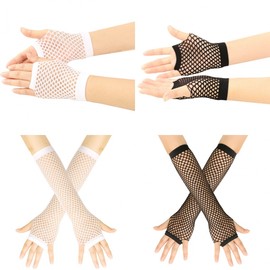 [Boribyeol] Breathable Mesh Arm Sleeves with Finger Holes, Net Arm Covers for Work, Cosplay Prop SN. Net Arm Cover Short White 5ea
